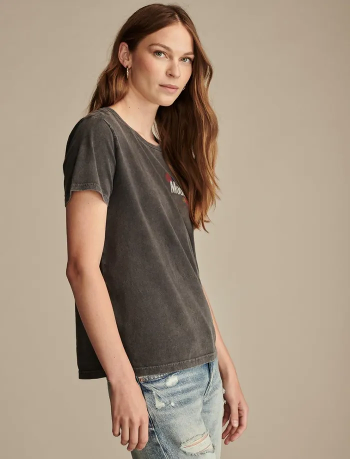 Modelo Rose Foil Classic Crew Phantom Women Lucky Brand Graphic Tees