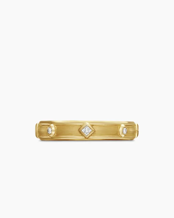 Modern Renaissance Band Ring In 18K Yellow Gold With Diamonds 4mm Women David Yurman Band Modern Renaissance Band Ring In 18K Yellow Gold With Diamonds 4mm Women David Yurman Band