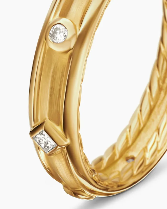 Modern Renaissance Band Ring In 18K Yellow Gold With Diamonds 4mm Women David Yurman Band Modern Renaissance Band Ring In 18K Yellow Gold With Diamonds 4mm Women David Yurman Band