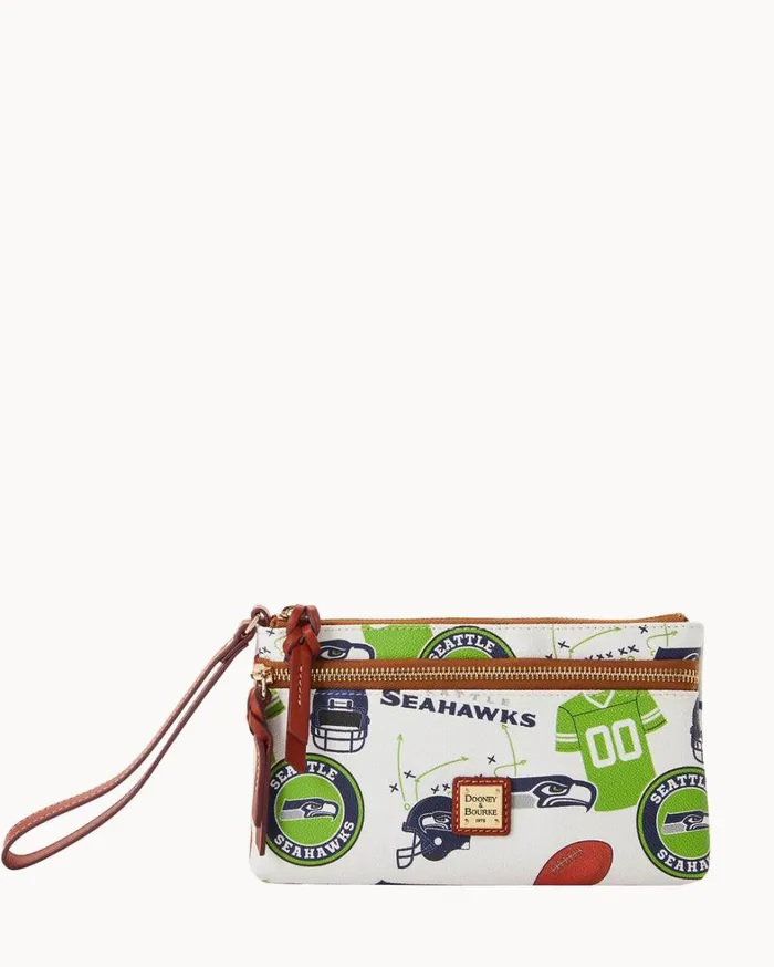 NFL Seahawks Double Zip Wristlet Seattle Seahawks Women Dooney and Bourke Wallets NFL Seahawks Double Zip Wristlet Seattle Seahawks Women Dooney and Bourke Wallets