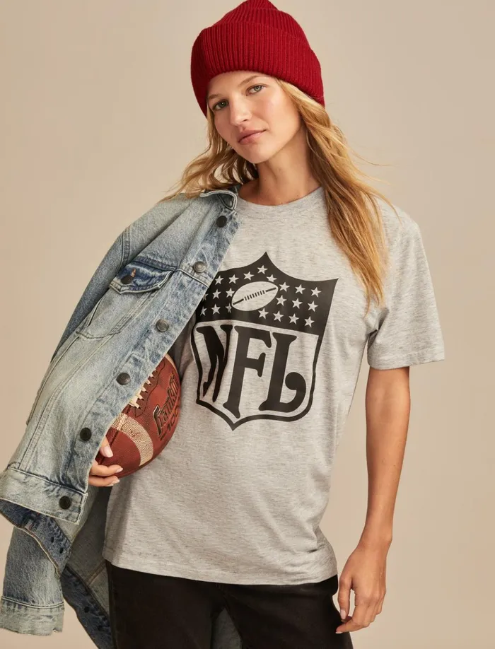 Nfl Shield Heather Greyyellow Women Lucky Brand Graphic Tees