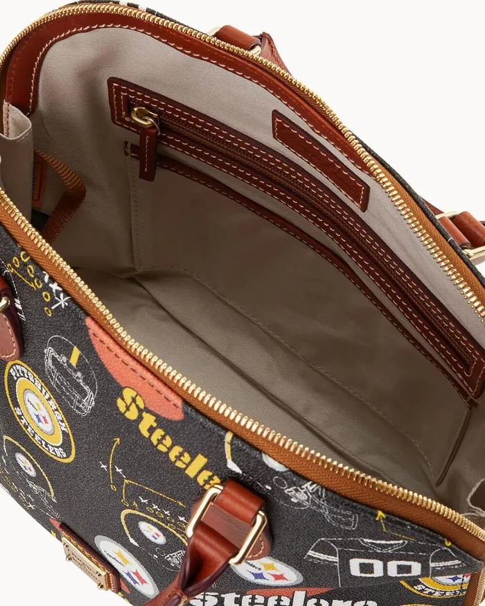 NFL Steelers Zip Zip Satchel Steelers Women Dooney and Bourke Satchels NFL Steelers Zip Zip Satchel Steelers Women Dooney and Bourke Satchels