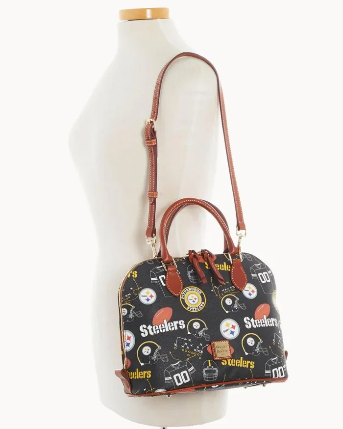 NFL Steelers Zip Zip Satchel Steelers Women Dooney and Bourke Satchels NFL Steelers Zip Zip Satchel Steelers Women Dooney and Bourke Satchels
