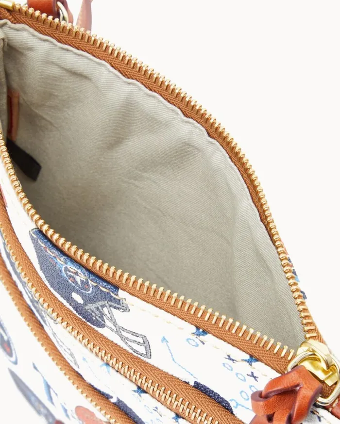 NFL Titans North South Triple Zip Crossbody Titans Women Dooney and Bourke Crossbodies NFL Titans North South Triple Zip Crossbody Titans Women Dooney and Bourke Crossbodies