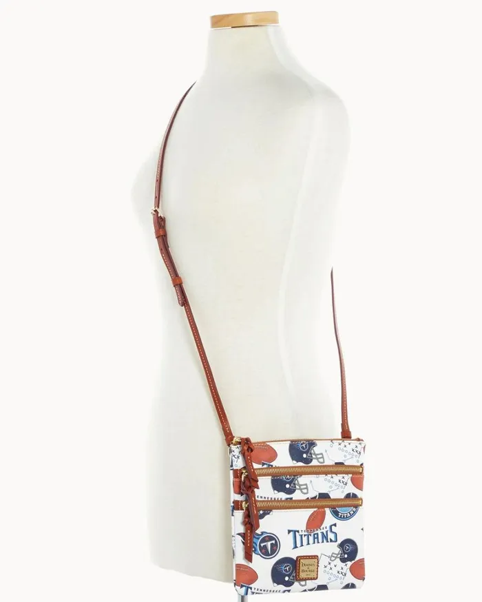NFL Titans North South Triple Zip Crossbody Titans Women Dooney and Bourke Crossbodies NFL Titans North South Triple Zip Crossbody Titans Women Dooney and Bourke Crossbodies
