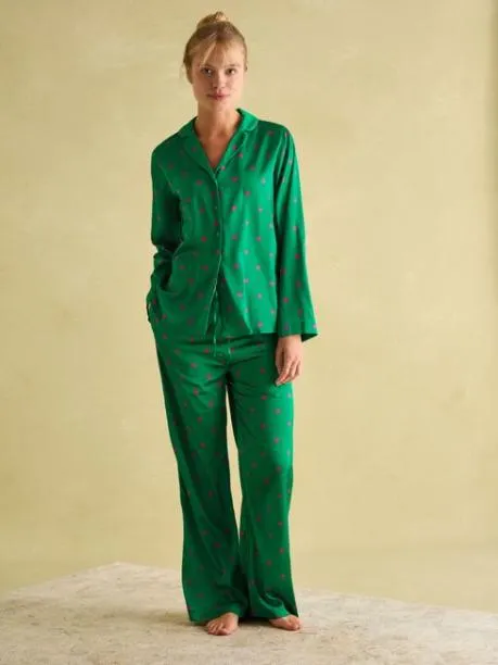 Nightwear Women Joules Green Satin Pyjama Set