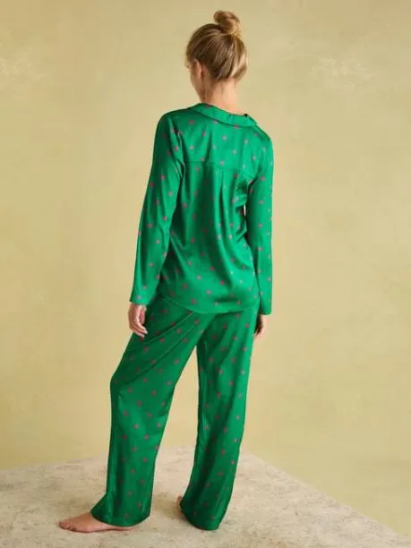 Nightwear Women Joules Green Satin Pyjama Set