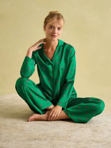 Nightwear Women Joules Green Satin Pyjama Set