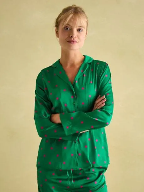 Nightwear Women Joules Green Satin Pyjama Set