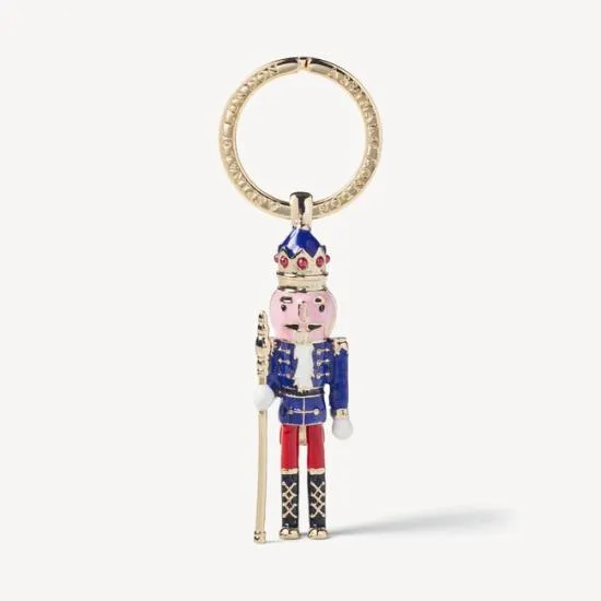 Nutcracker Keyring Gold Plated With Navy Jacket Women Aspinal Of London Key Rings