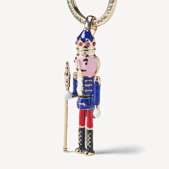 Nutcracker Keyring Gold Plated With Navy Jacket Women Aspinal Of London Key Rings