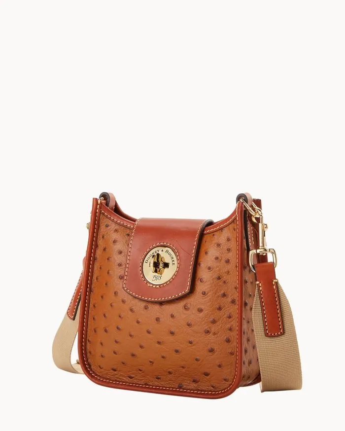 Ostrich Turnlock Messenger 20 Caramel Women Dooney and Bourke Shoulder Bags Ostrich Turnlock Messenger 20 Caramel Women Dooney and Bourke Shoulder Bags