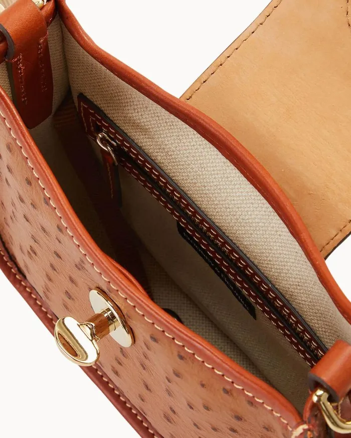 Ostrich Turnlock Messenger 20 Caramel Women Dooney and Bourke Shoulder Bags Ostrich Turnlock Messenger 20 Caramel Women Dooney and Bourke Shoulder Bags