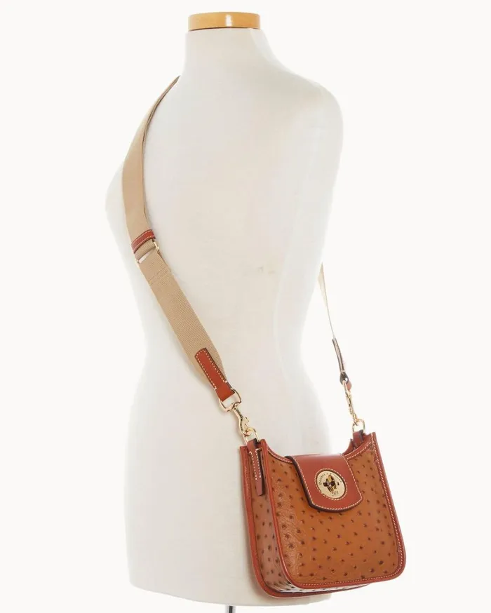 Ostrich Turnlock Messenger 20 Caramel Women Dooney and Bourke Shoulder Bags Ostrich Turnlock Messenger 20 Caramel Women Dooney and Bourke Shoulder Bags