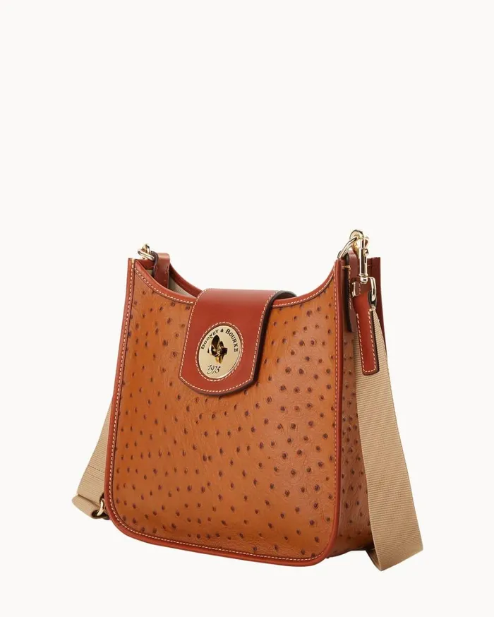 Ostrich Turnlock Messenger 28 Caramel Women Dooney and Bourke Crossbodies Ostrich Turnlock Messenger 28 Caramel Women Dooney and Bourke Crossbodies