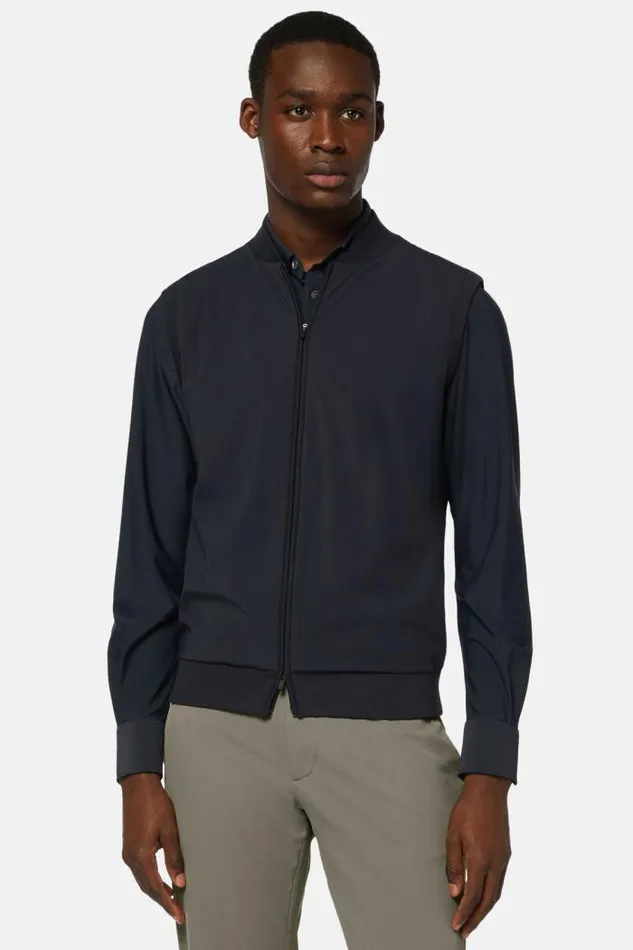 Outerwear Men Boggi Milano Navy Recycled And Technical Jersey Vest Navy Blue Outerwear Men Boggi Milano Navy Recycled And Technical Jersey Vest Navy Blue