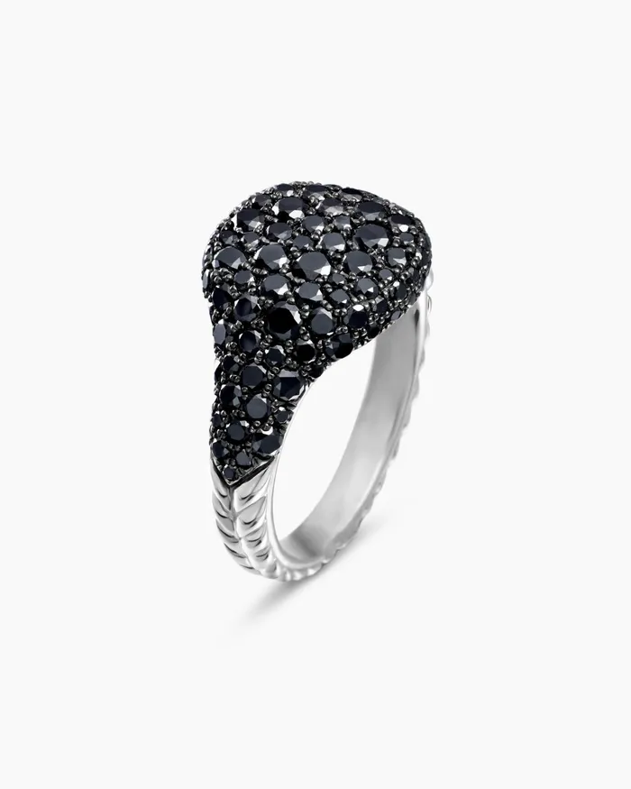 Pav Pinky Ring In 18K White Gold With Diamonds 10mm Women David Yurman Pinky Pav Pinky Ring In 18K White Gold With Diamonds 10mm Women David Yurman Pinky