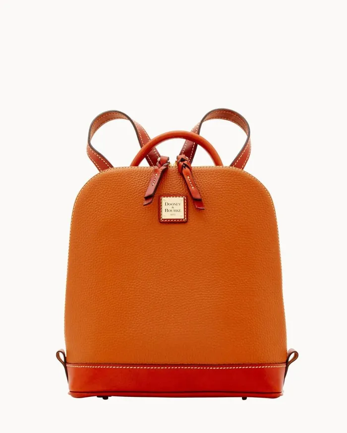 Pebble Grain Zip Pod Backpack Caramel Women Dooney and Bourke Backpacks