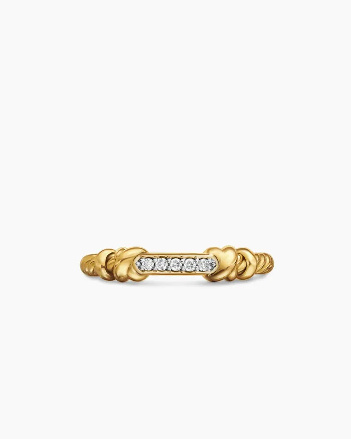 Petite Helena Wrap Band Ring In 18K Yellow Gold With Diamonds 4mm Women David Yurman Band Petite Helena Wrap Band Ring In 18K Yellow Gold With Diamonds 4mm Women David Yurman Band