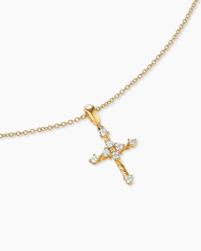Petite Modern Renaissance Cross Pendant Necklace In 18K Yellow Gold With Diamonds 159mm Women David Yurman Pendant Petite Modern Renaissance Cross Pendant Necklace In 18K Yellow Gold With Diamonds 159mm Women David Yurman Pendant