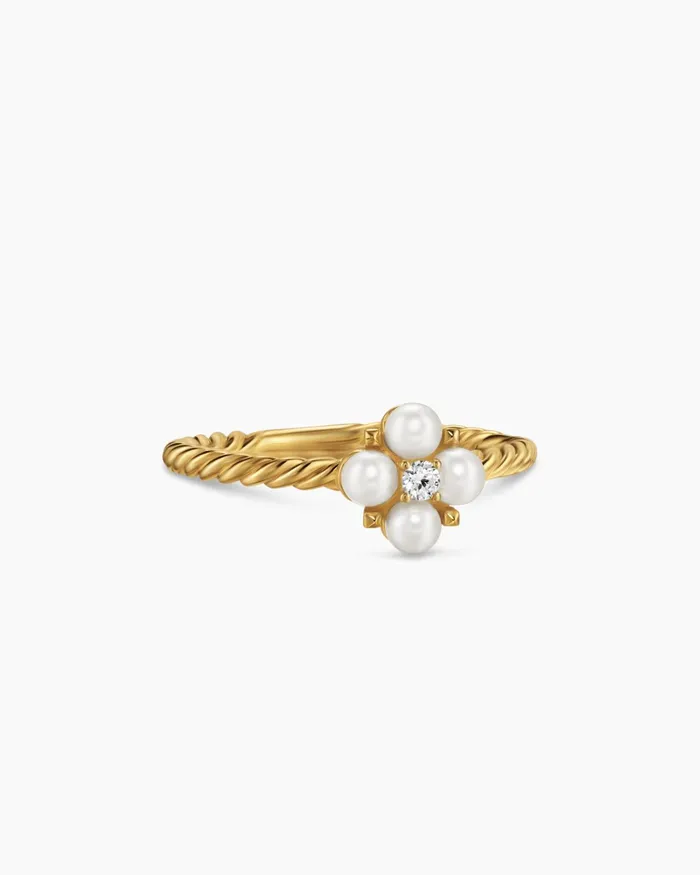 Petite Modern Renaissance Pearl Ring In 18K Yellow Gold With Diamond 79mm Women David Yurman Petite Petite Modern Renaissance Pearl Ring In 18K Yellow Gold With Diamond 79mm Women David Yurman Petite