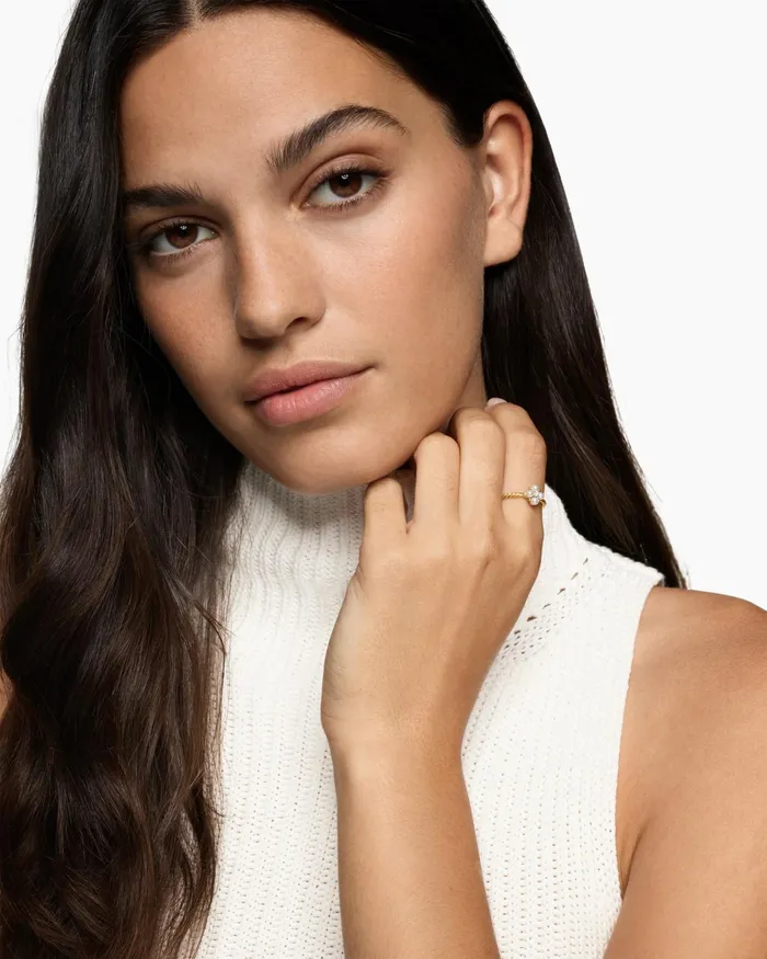 Petite Modern Renaissance Pearl Ring In 18K Yellow Gold With Diamond 79mm Women David Yurman Petite Petite Modern Renaissance Pearl Ring In 18K Yellow Gold With Diamond 79mm Women David Yurman Petite
