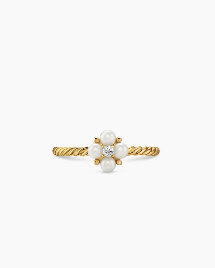 Petite Modern Renaissance Pearl Ring In 18K Yellow Gold With Diamond 79mm Women David Yurman Petite Petite Modern Renaissance Pearl Ring In 18K Yellow Gold With Diamond 79mm Women David Yurman Petite