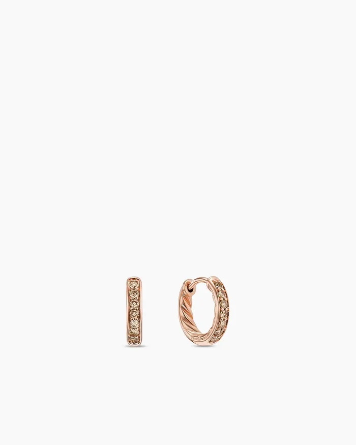 Petite Pav Huggie Hoop Earrings In 18K Rose Gold With Cognac Diamonds 12mm Women David Yurman Hoop Petite Pav Huggie Hoop Earrings In 18K Rose Gold With Cognac Diamonds 12mm Women David Yurman Hoop