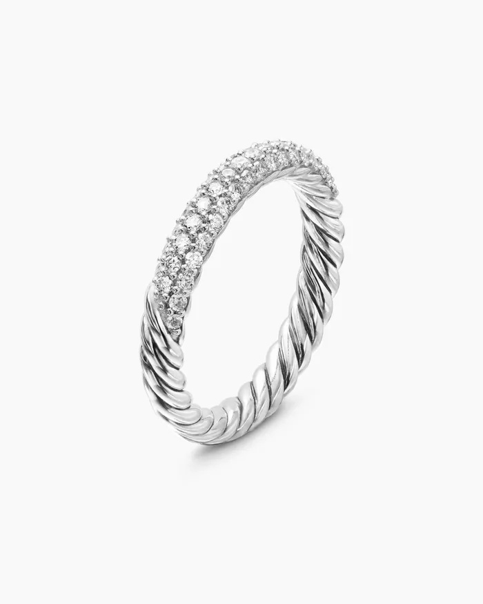 Petite Pav Stack Ring In Sterling Silver 3mm Women David Yurman Petite Petite Pav Stack Ring In Sterling Silver 3mm Women David Yurman Petite