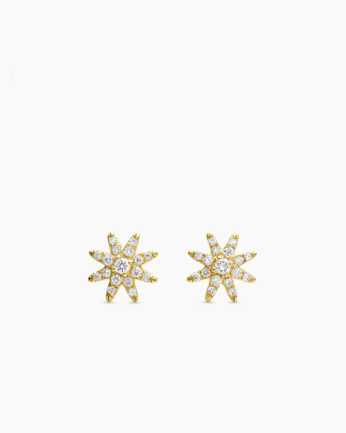 Petite Starburst Stud Earrings In 18K Yellow Gold With Diamonds 75mm Women David Yurman Stud Petite Starburst Stud Earrings In 18K Yellow Gold With Diamonds 75mm Women David Yurman Stud
