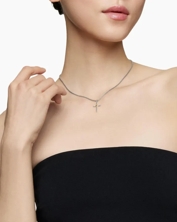 Petite X Cross Necklace In Sterling Silver With 14K Yellow Gold 24mm Women David Yurman Pendant Petite X Cross Necklace In Sterling Silver With 14K Yellow Gold 24mm Women David Yurman Pendant