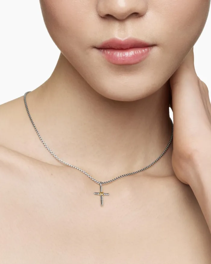 Petite X Cross Necklace In Sterling Silver With 14K Yellow Gold 24mm Women David Yurman Pendant Petite X Cross Necklace In Sterling Silver With 14K Yellow Gold 24mm Women David Yurman Pendant