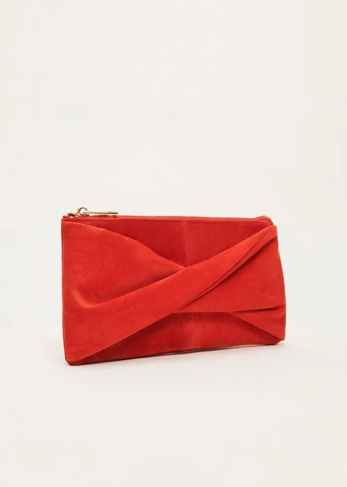 Phase Eight Bags and Clutches Red Suede Clutch Bag Red 8211 Women