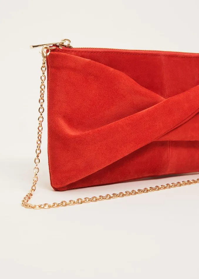 Phase Eight Bags and Clutches Red Suede Clutch Bag Red 8211 Women