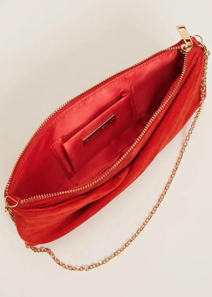 Phase Eight Bags and Clutches Red Suede Clutch Bag Red 8211 Women