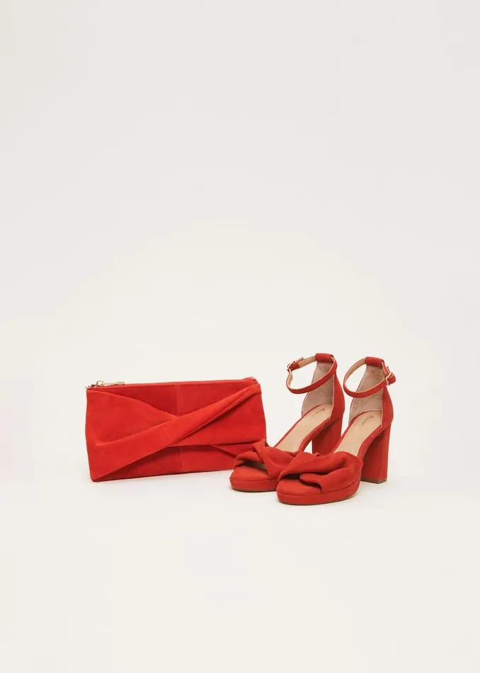 Phase Eight Bags and Clutches Red Suede Clutch Bag Red 8211 Women