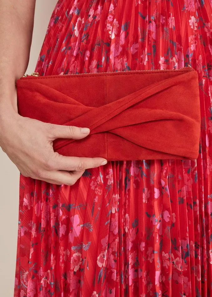 Phase Eight Bags and Clutches Red Suede Clutch Bag Red 8211 Women