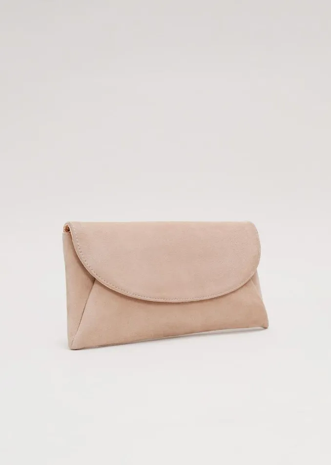 Phase Eight Bags and Clutches Suede Clutch Bag Neutral 8211 Women