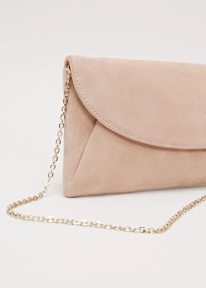 Phase Eight Bags and Clutches Suede Clutch Bag Neutral 8211 Women