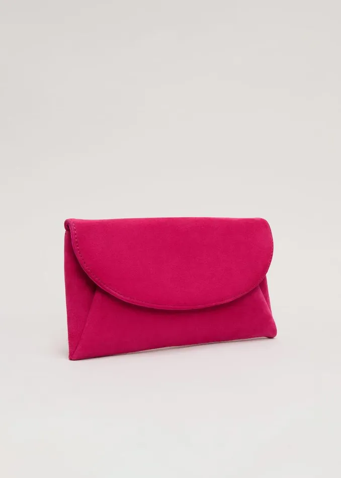 Phase Eight Bags and Clutches Suede Clutch Bag Pink 8211 Women