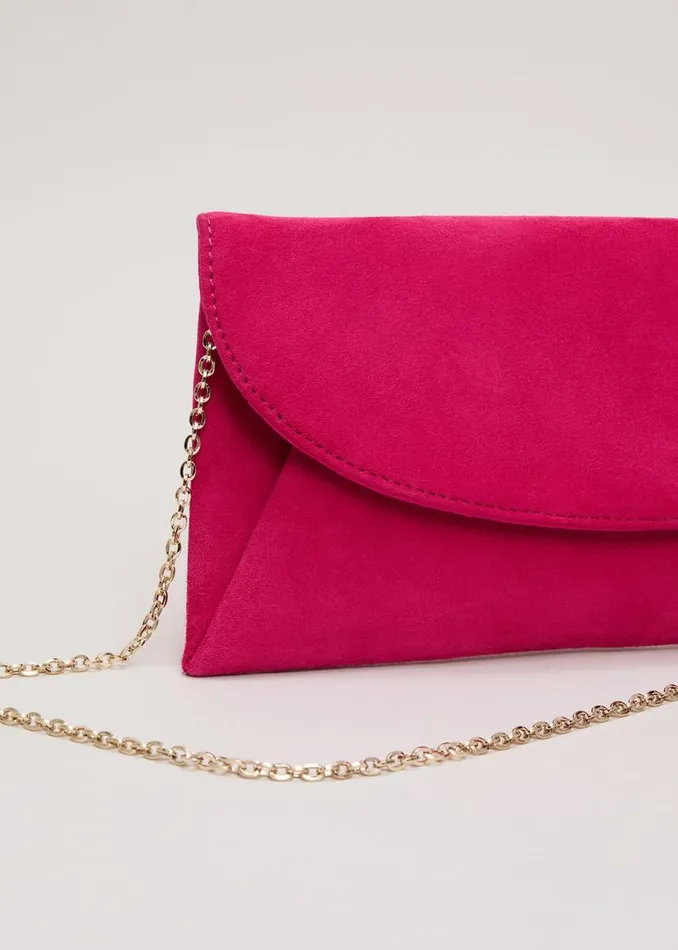 Phase Eight Bags and Clutches Suede Clutch Bag Pink 8211 Women