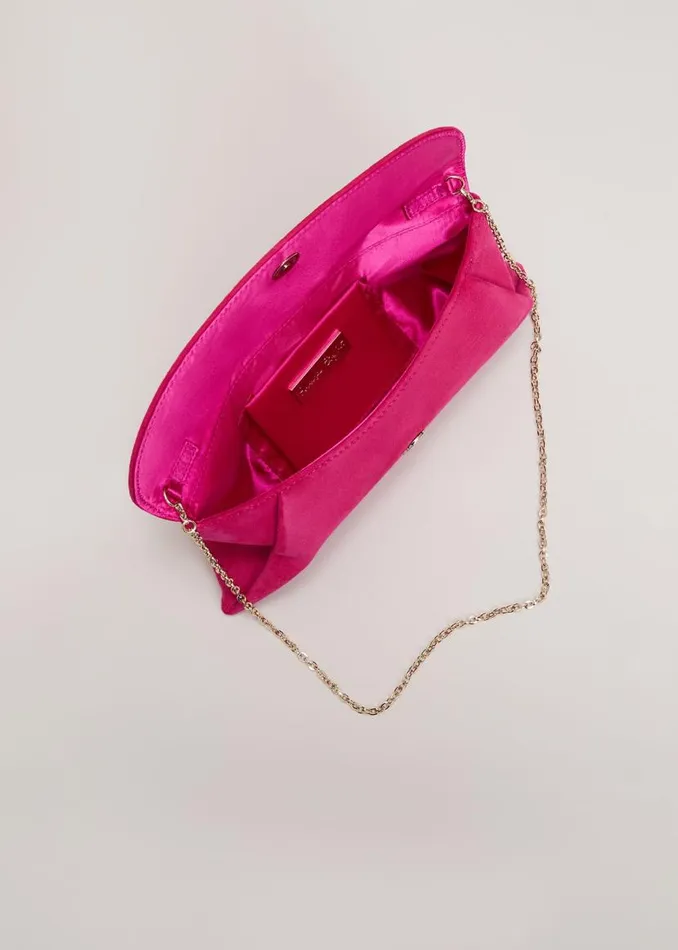 Phase Eight Bags and Clutches Suede Clutch Bag Pink 8211 Women