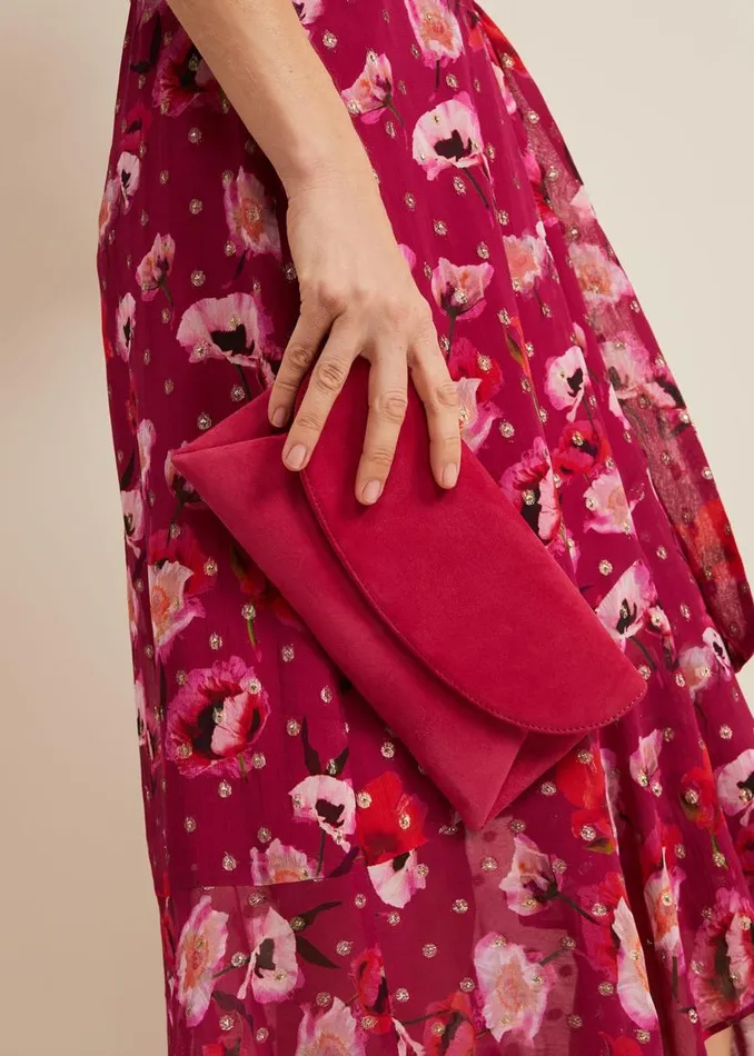 Phase Eight Bags and Clutches Suede Clutch Bag Pink 8211 Women