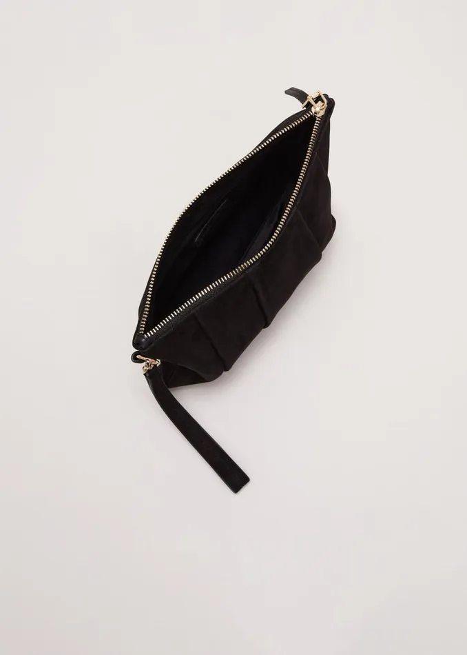 Phase Eight Bags and Clutches Suede Pleated Clutch Bag Black 8211 Women