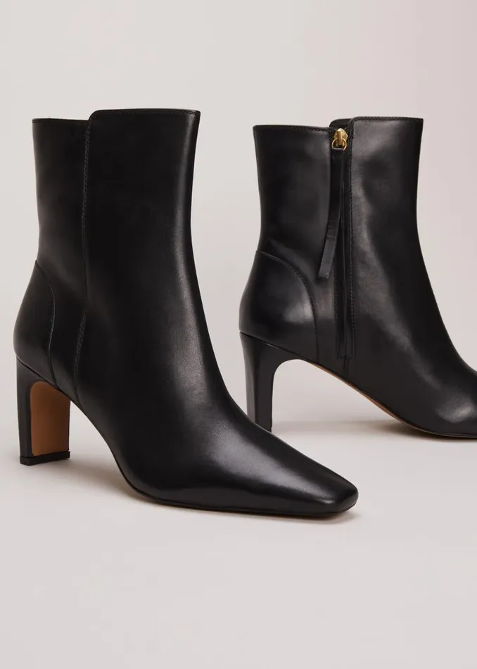 Phase Eight Boots Black Leather Ankle Boots Black 8211 Women