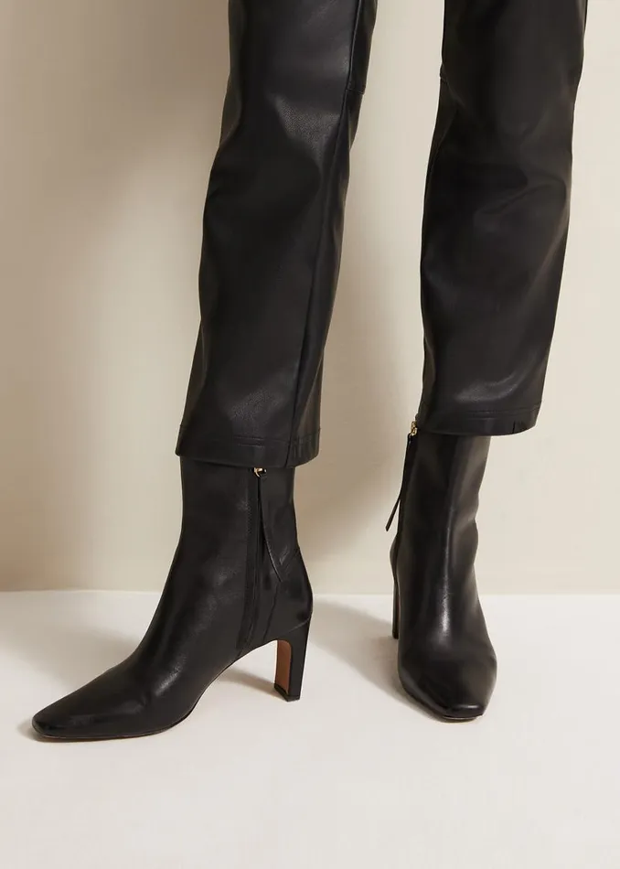Phase Eight Boots Black Leather Ankle Boots Black 8211 Women