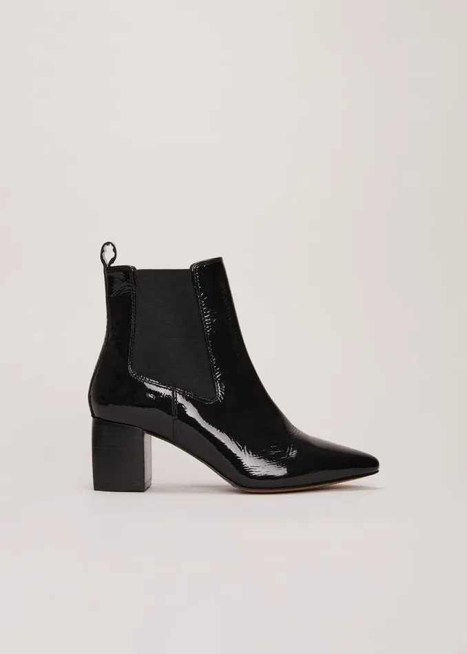 Phase Eight Boots Black Leather Patent Ankle Boots Black 8211 Women