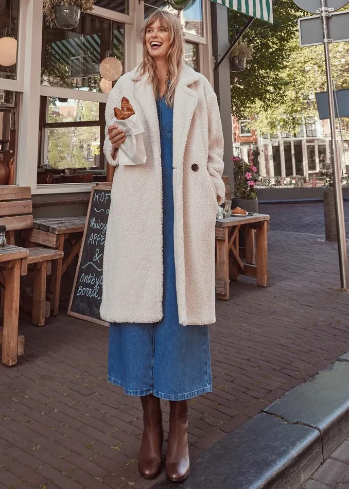Phase Eight Coats Libbie Longline Teddy Coat Ivory 8211 Women