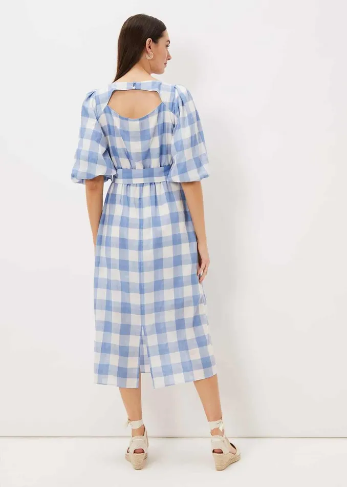 Phase Eight Dresses Alina Check Midi Dress Bluewhite 8211 Women