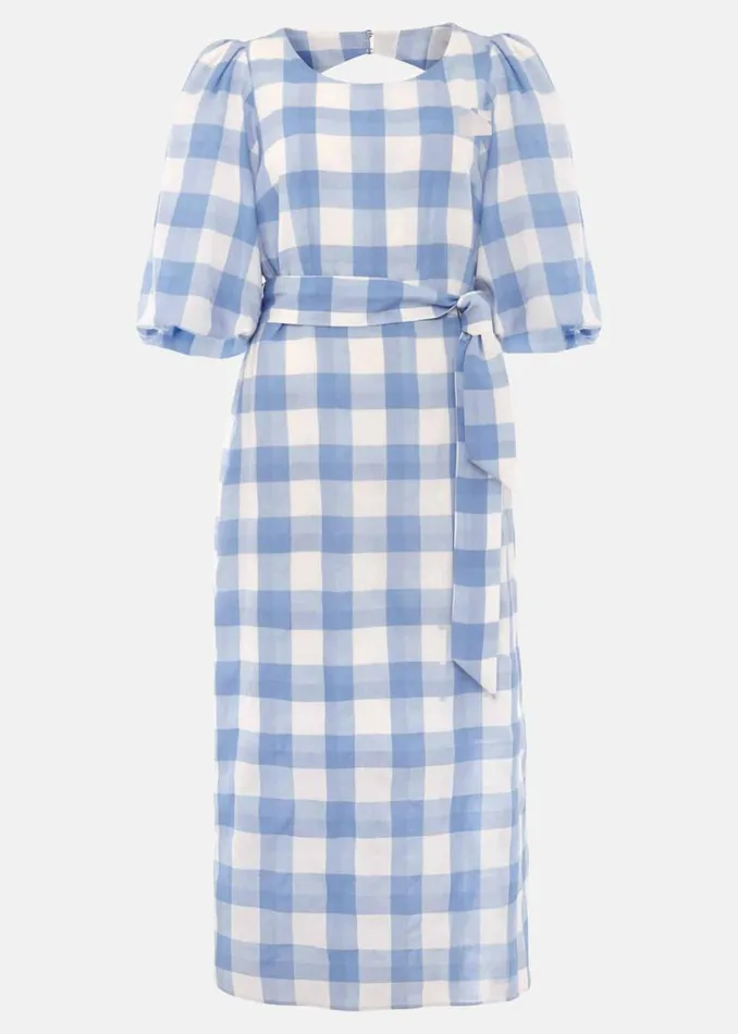 Phase Eight Dresses Alina Check Midi Dress Bluewhite 8211 Women